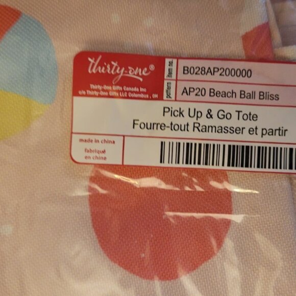 Thirty-One Pickup & Go Tote - Beach Ball Bliss - Picture 5 of 5